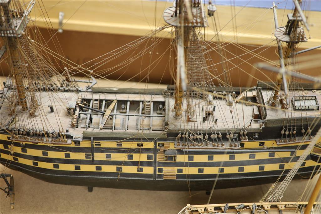 A model of The Victory, width 90cm, and a model of The Marseille